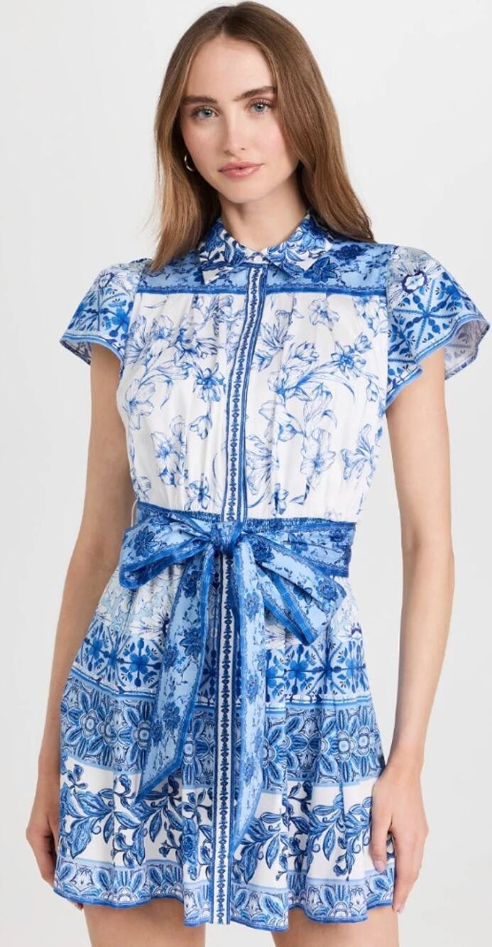 Alice and Olivia Tiffie Short Sleeve Mini Dress with Belt size 4